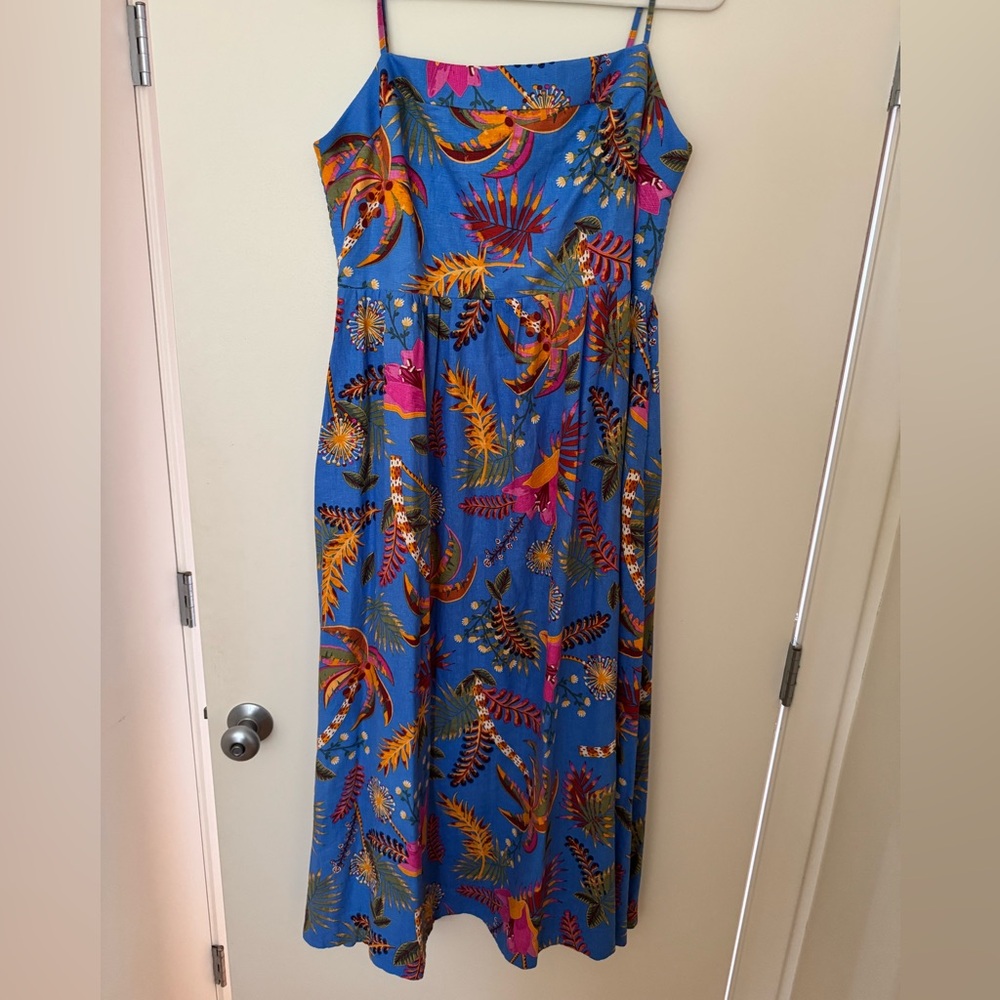 Rachel Zoe Blue Tropical Print Maxi Dress